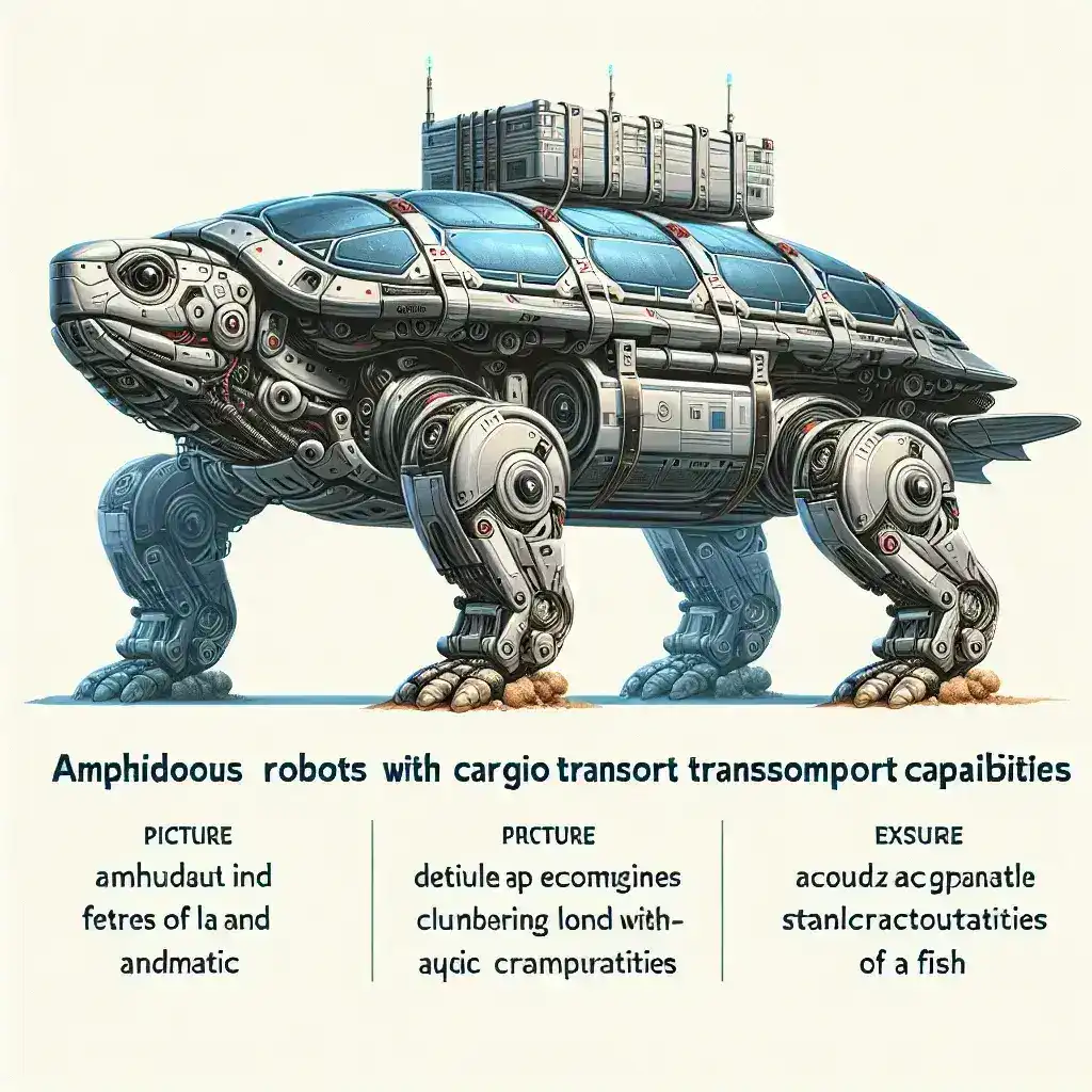 "Amphibious robot transporting cargo over land and water, showcasing innovative technology in robotics for efficient logistics solutions."