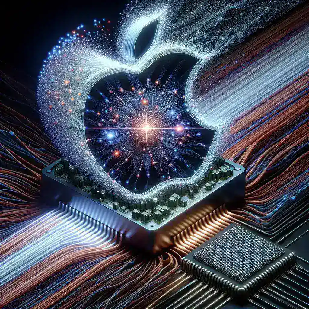 "Illustration of Apple Silicon architecture showcasing Unified Memory technology enhancing AI model inference latency"